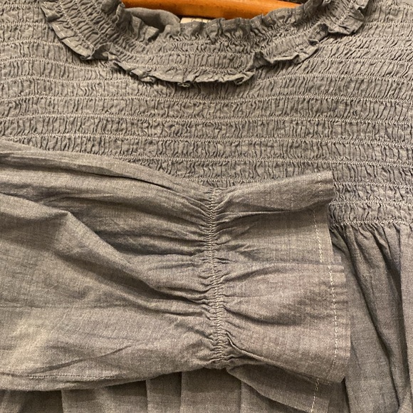 Gap Smocked Chambray Peasant Top with Ruffled Sleeves - Picture 4 of 8